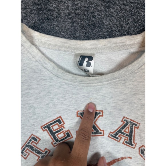 Russell Texas Longhorns Crewneck Sweatshirt XL G Heather Gray Orange Stripes - Picture 2 of 9